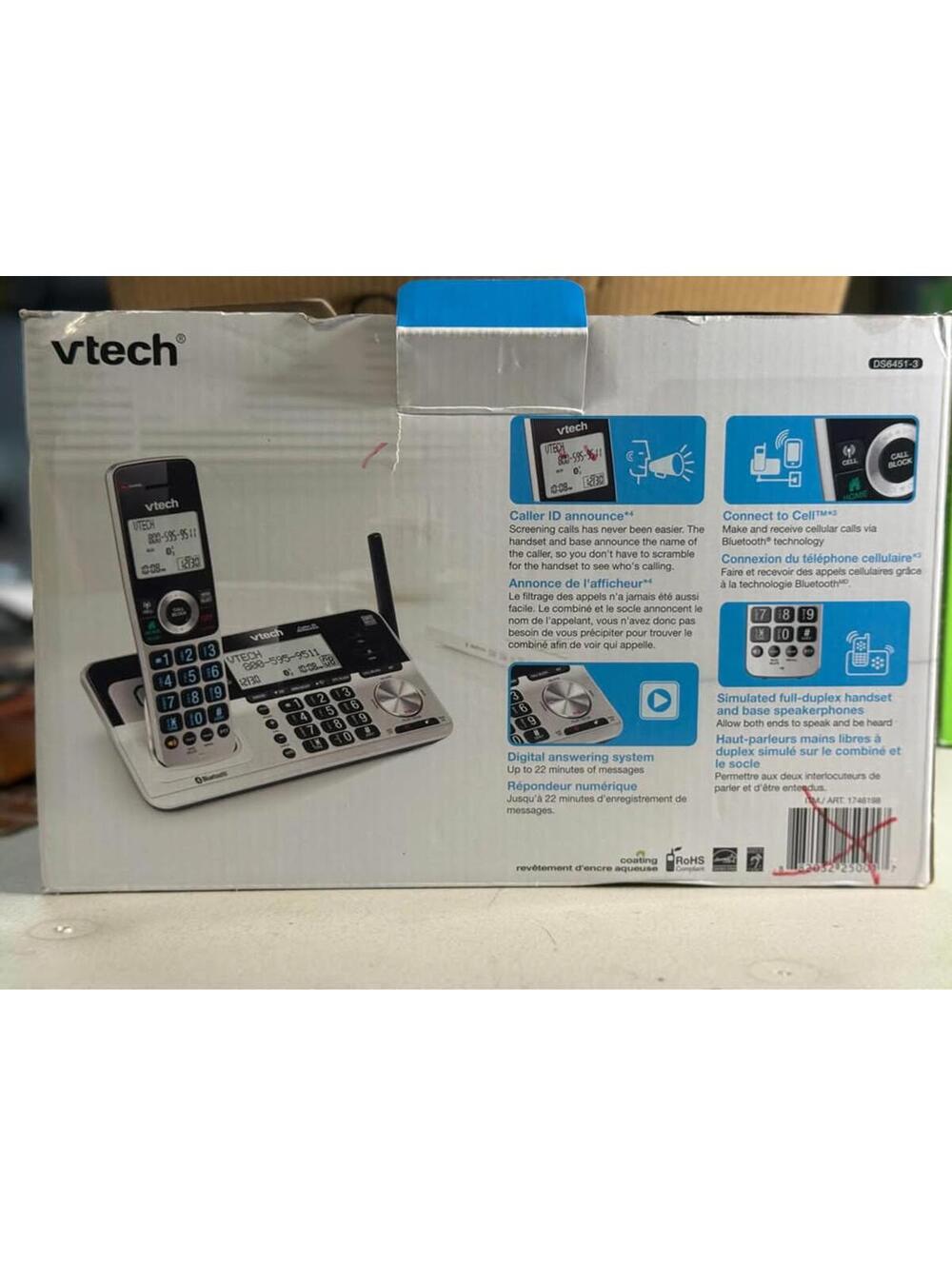 Vtech Connect to Cell Bluetooth Cordless Phone System 3 Handsets DS6451-3 - Picture 2 of 5